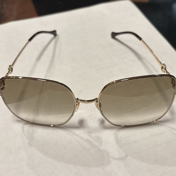 Gucci Accessories - Gucci GG008792 002 Gold Square Frame Brown Lens Sunglasses for Women  BNIB